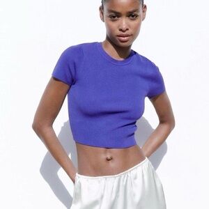 Zara purple knit crop top